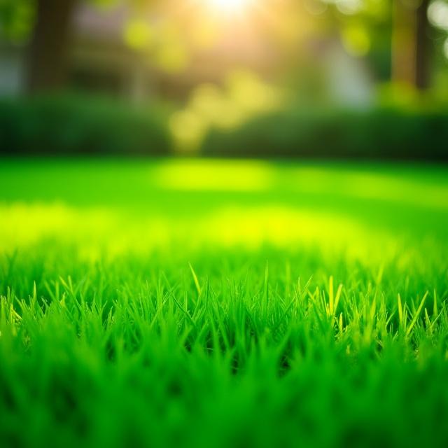 The same lawn, but green and healthy after fertilization and weed control.